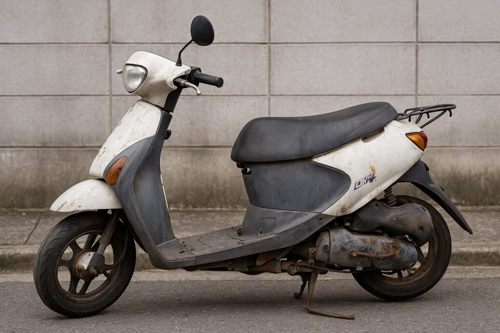 バイク廃車110番｜川口市で無料回収をした、エンジン不動、タイヤパンク、外装劣化、バッテリー完全放電のスズキレッツ4