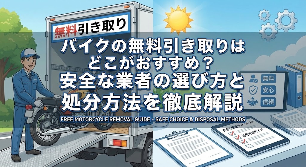 バイクの無料引き取りはどこがおすすめ?安全な業者の選び方と処分方法を徹底解説する記事のアイキャッチ画像
